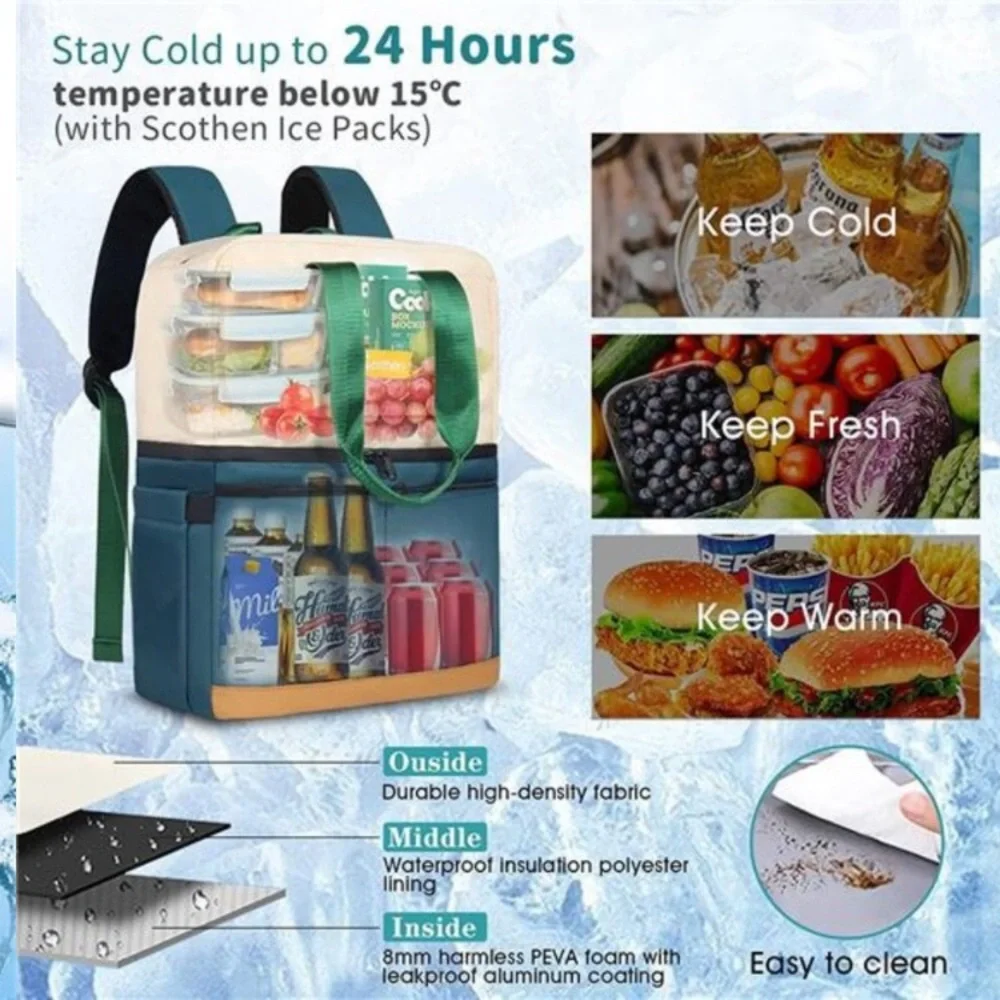 Backpack Cooler w/ Double Decker36 Cans Cold- Waterproof & Leak Proof for Women